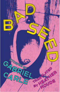 Cover of Bad Seed by Gabriel Carle, featuring an illustration of a urinal in pink and purple.