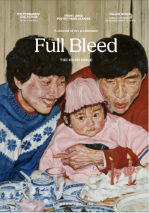 Cover of Full Bleed's Issue 7, featuring a couple with a baby in their arms blowing out candles on a dessert.