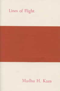 Cover of Lines of Flight by Madhu H. Kaza, featuring an orange rectangle on a white background.