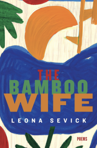 Cover of The Bamboo Wife, with a stylized blue pond, leaves, and moon.