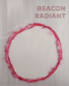 Cover of Beacon Radiant, featuring a circle made of red string on a gray background.