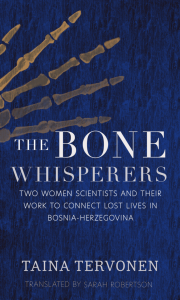 Cover of The Bone Whisperers, featuring a skeletal human hand on a blue background.