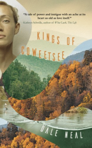 Cover of Kings of Coweetsee, featuring a landscape of several overlapping images of trees and a white person's face.