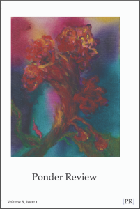 Cover of Ponder Review, featuring a painterly illustration of a red flower.