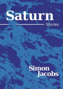Cover of Saturn by Simon Jacobs, featuring white text over a blue patterned background.