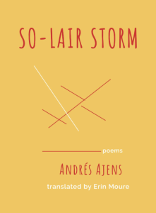 Cover of So-Lair Storm, featuring the text in red above several red and white lines on a yellow background.