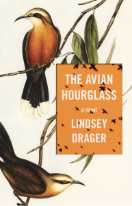 Cover of The Avian Hourlgass featuring illustrations of two orange, brown, and black birds on a branch.