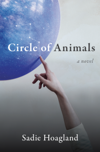 Cover of Circle of Animals, featuring a white woman's hand reaching to touch a constellation on a spherical model of the sky.