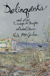 Cover of Delinquents and Other Escape Attempts, featuring an illustration of two people sitting beside a food truck.