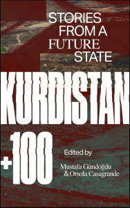 Cover of Kurdistan +100: tories from a Future State, featuring white text on a red and green background.