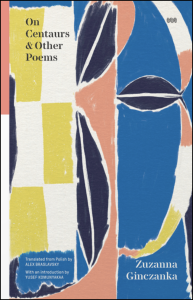 Cover of On Centaurs featuring an abstract shape-based illustration in yellow, black, pink, and blue.