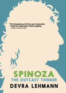 Cover of Spinoza: The Outcast Thinker, featuring a white silhouetted profile of a man with long curling hair on a blue background.