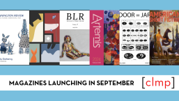 A blue and white graphic featuring 6 magazine covers and text reading "Magazines Launching in September."