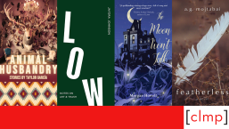 A red and white graphic featuring 4 book covers from the roundup of books launching in November 2024.