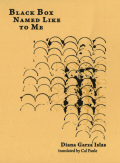 Cover of Black Box Named Like to Me by Diana Garza Islas, featuring a pattern of black ink-blotted arches on a yellow background. 