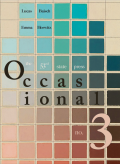 Cover of The 53rd State Occasional No. 3, featuring colored squares in a gradient of shades of blue, teal, brown, and red. 