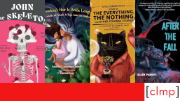 A red and white graphic featuring 4 book covers from the Children's and YA Books of 2024 reading list.