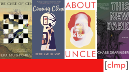 A red and white graphic featuring 4 book covers from the Fiction of 2024 reading list.